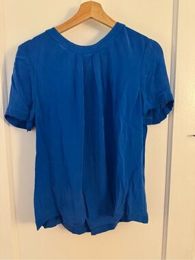 Blue Silk Women’s Short Sleeve Blouse